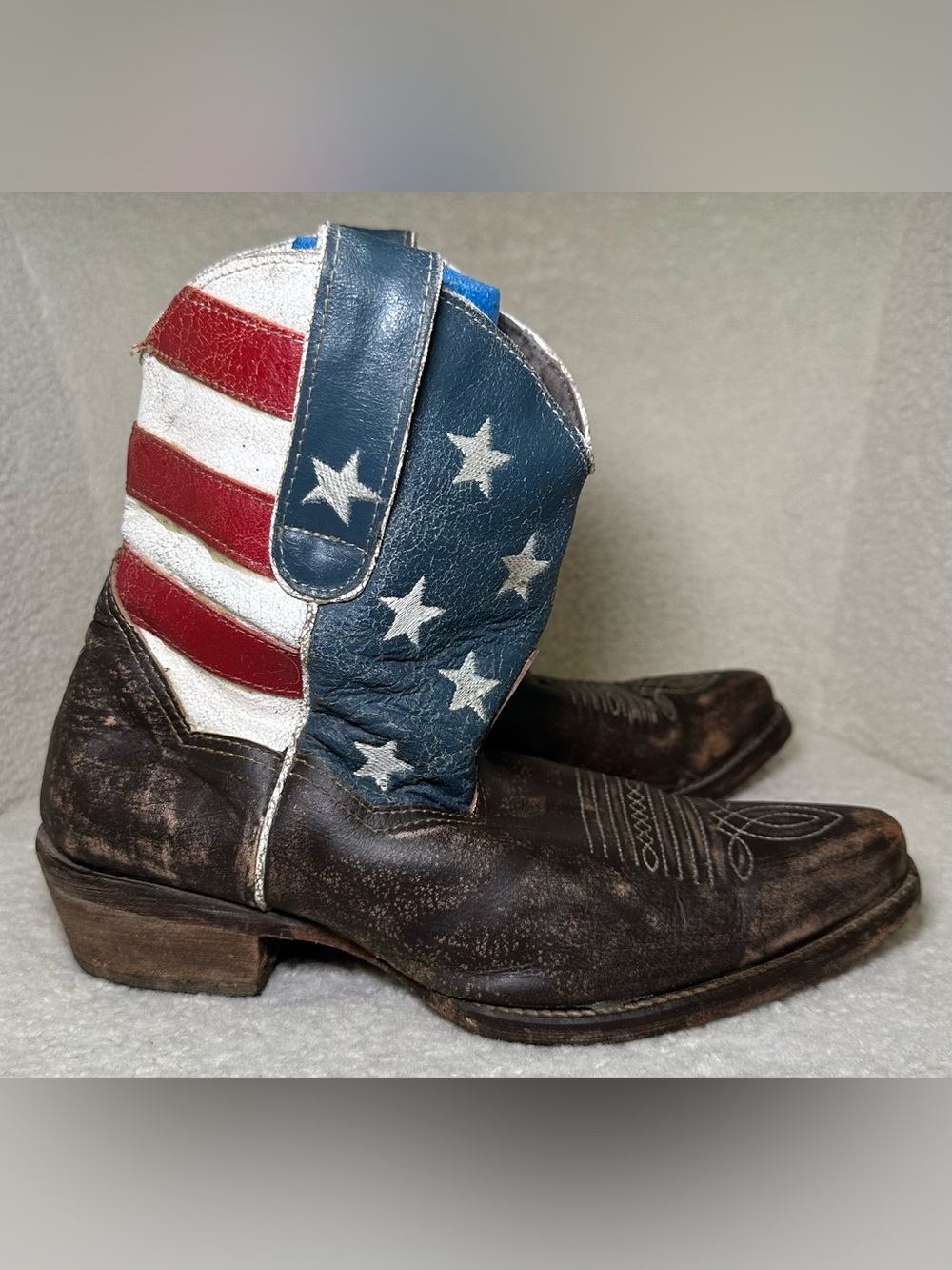 Americana Patriotic Western Boots USA Flag Leather Summer 4th of July Cowboy 8 - Picture 3 of 15